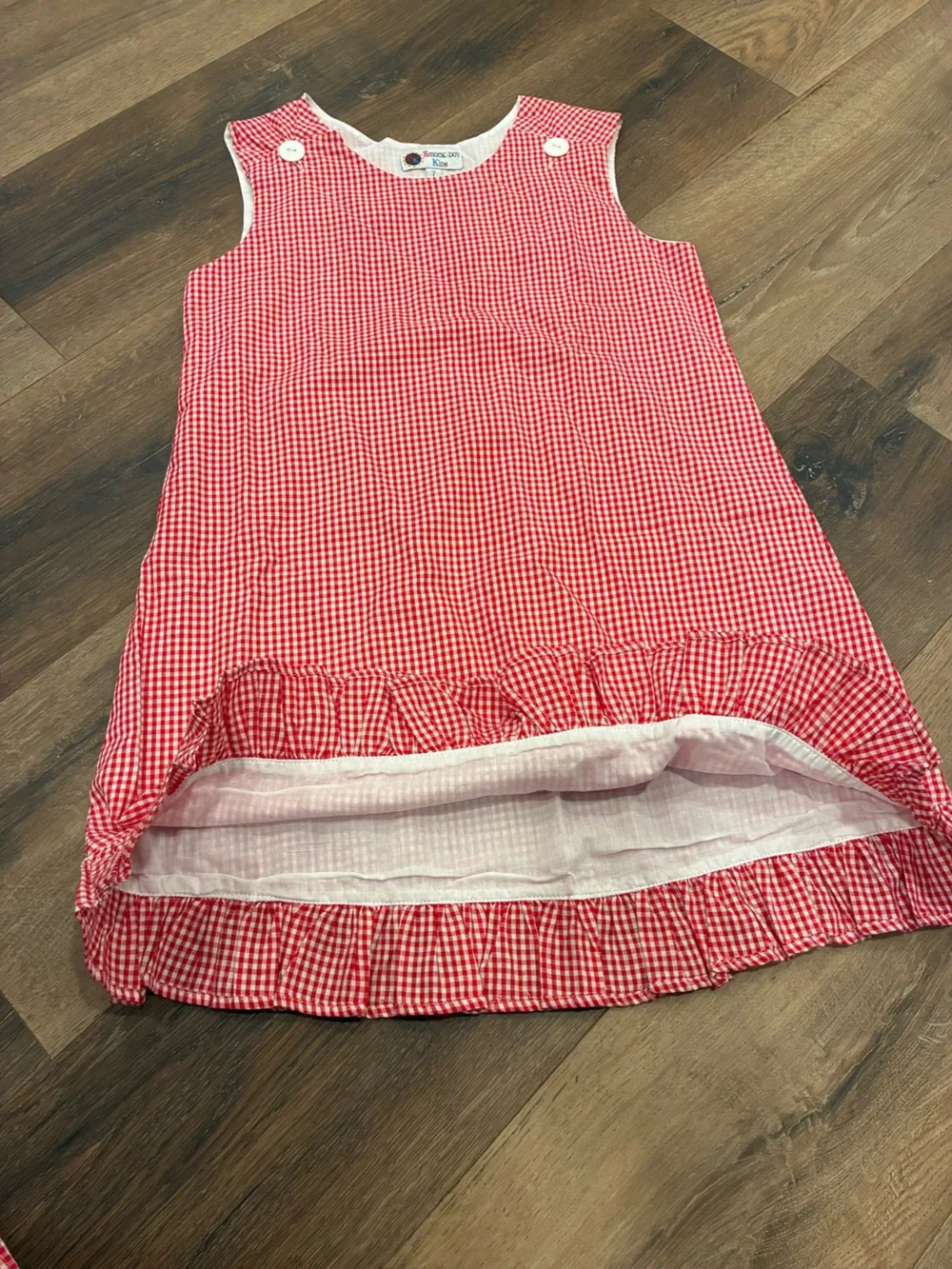 Smockadot Kids Red Gingham Matching Set Outfit Ruffle Pants Top Sports 7 Girl